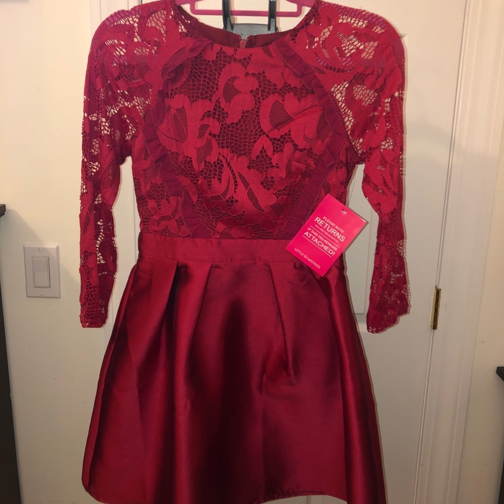 NEW red lace dress- petite